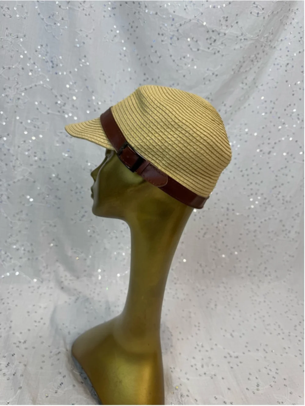 Straw Visor Cloche Cap Equestrian Style Paper Straw Summer Hat